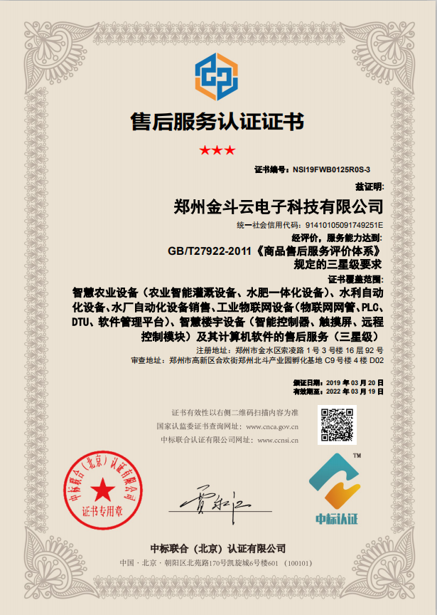 2019年3月20日通過售後服務認證